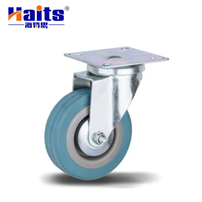 50/65/75/100/125mm Blue Rubber Swivel Plate Without Brake Caster Wheel Ruedas Giratorias