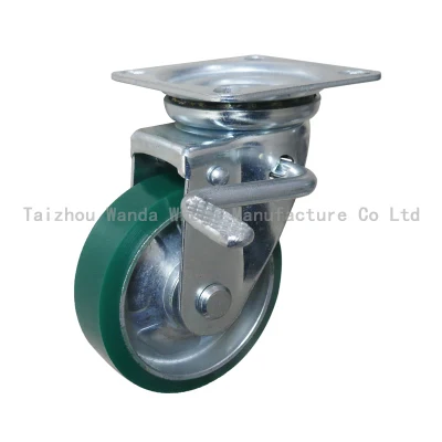 Industrial Furniture Sliding Door 5.2&quot; PU Rigid Caster Wheel with Brake