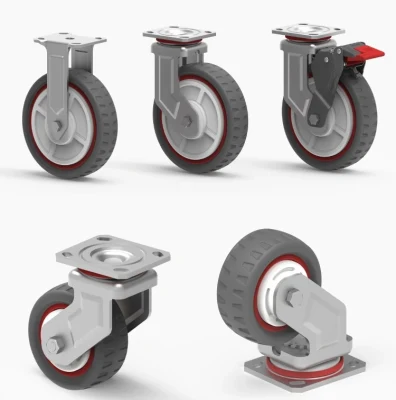 3&quot; 4&quot; 5&quot; PU TPR PVC Nylon TPE Np Cast-Iron Caster Wheel in Red with Large Loading Capacity
