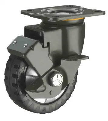 Medium Duty Double Ball Bearing PU Top Plate Swivel Total Brake 5 Inch Caster Wheel