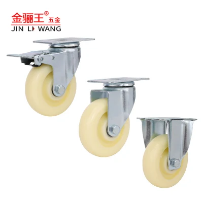 Medium Duty Industrial Castor White PP Swivel Caster Wheel with Side Brake Replacement