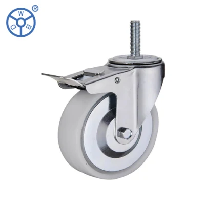 Wbd Manufacturer Industrial 100 mm 125 mm 6 Inch Castor White PP Plastic 5&quot; Locking Caster Wheels