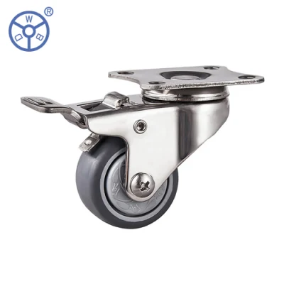 2inch Stainless Steel TPR Light Duty Threaded Stem Swivel Casters Wheel Ruedas