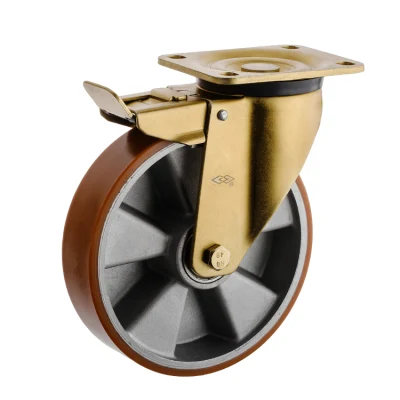150mm High Load Industrial Equipment 6inch Swivel Brake Type PU Wheel Castor 5&quot; 6&quot; 6.4&quot; 8&quot; 10&quot; Heavy Duty Caster Swivel Wheels