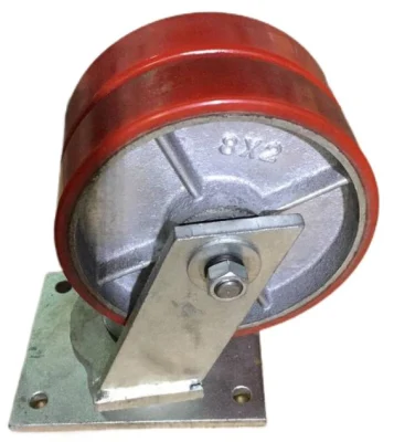 Polyurethane Cast Iron Core Wheel Twin Swivel Rigid Heavy Duty Casters