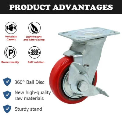 Heavy Duty Trolley Wheels Iron Core Polyurethane Caster Wheel 5 Inch