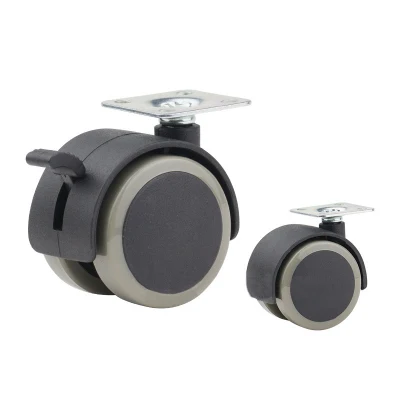 Heavy Duty Swivel Threaded Stem Casters Wheels Castor Black Transparent PU Caster Wheel for Furniture Office Chair