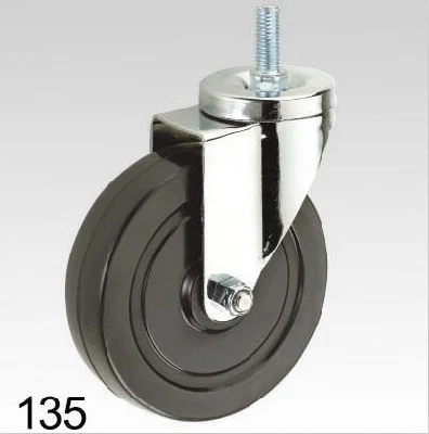 Black Rubber Wheel Swivel Screw Top Caster