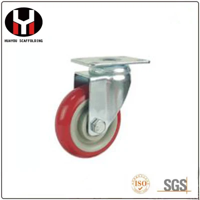 Heavy Duty Cast Iron Core PU Caster Red Polyurethane Castors and Universal Wheels for Trolley