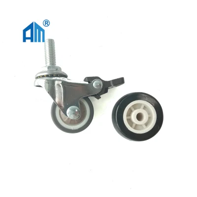 Industrial Twin Wheel Casters with Threaded Stem Wheels with Brake PVC Industrial Caster Wheels