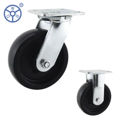 Wbd 4 5 6 8 Inch Black PP Wheel Castor Heavy Duty Industrial Plastic Swivel Locking Brake Caster with 50 mm Wheel Width
