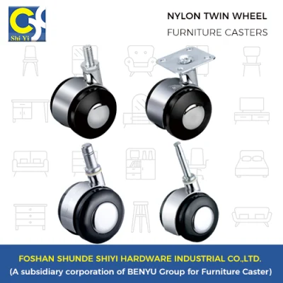Furniture Twin Caster Wheel, Diameter 50mm, M8X15 Threaded Rod, Alloy Computer Desk Wheel, Pulleys, Storage Cabinet Trolley Caster