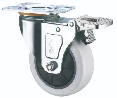 PP Caster with Swivel Thread Plate Swivel Hollow Rivet with Total Lock Brake