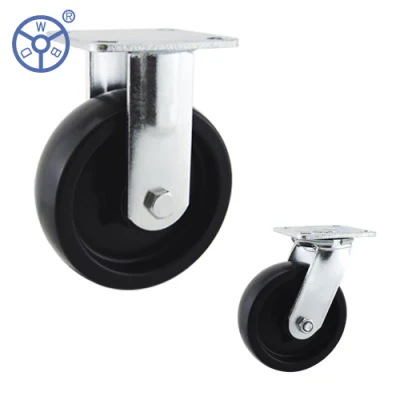 Wbd 4 5 6 8 Inch Black PP Wheel Castor Heavy Duty Industrial Plastic Swivel Locking Brake Caster with 50 mm Wheel Width