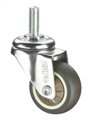 1.5 Inch 2 Inch Swivel Caster Wheels Locking Casters Heavy Duty Metric M8 20mm Threaded Stem TPU Caster
