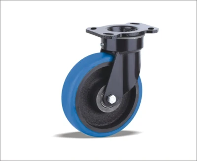 Heavy Duty Casters and Wheels with Light Brown, Reaction-Injected Polyurethane-Elastomer in 92&deg; Shore a Hardness. The Gravity Extrathane Tread