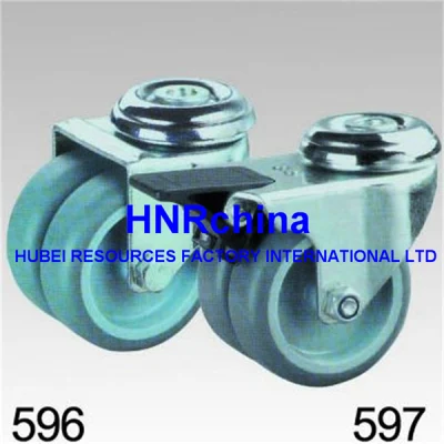 Grey Rubber Twin Wheel Swivel Double Lock Plate Top Caster