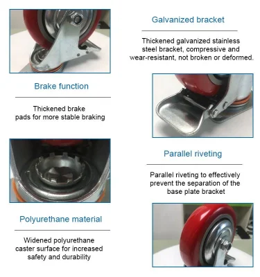 Casters Wholesale Swivel Plate PU Caster Wheel 4 Inch with Brake