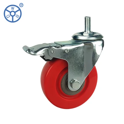 Medium Duty Trolleys Wheels Caster Industrial 5 Inch PVC Wheel Swivel Brake Stem Threaded Locking Pivoting Castor