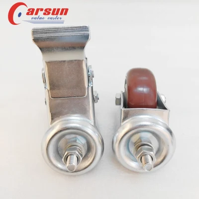 Medium Industrial Casters Threaded Stem Casters 3 Inch Red Polyurethane Wheel Casters