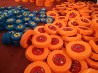 Maxtop 3.00-4 Heavy Duty Solid Rubber Flat Free PU Foamtrolley Wheel