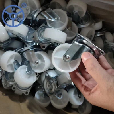 Wbd Factory Direct Industrial Caster Light Duty Caster 1 1.5 2 2.5 3 Inch White PP Castor Wheel Fixed Swivel Locking Type for Furniture Hardware