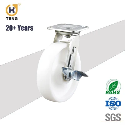 Heavy Duty Industrial Caster Swivel Rotating Plate Iron Steel Rubber Castor Wheel with Brake