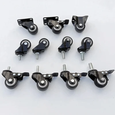 Wbd 1.5 Inch 2 Inch Small Swivel Rotating Pivoting Black PVC Machine Casters Wheels Ruedas Giratorias PARA Muebles