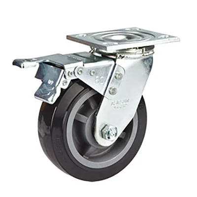5 Inches Heavy Duty Swivel PU Wheel Caster with Metal Total Lock