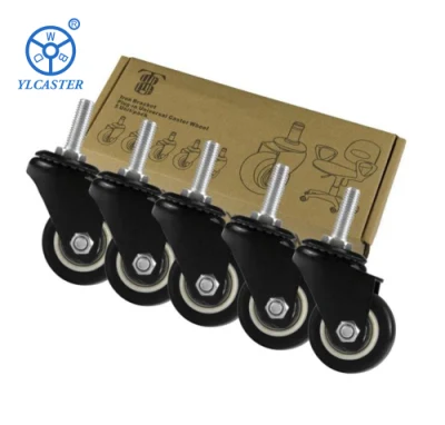 Wbd 1.5 Inch 2 Inch Small Swivel Rotating Pivoting Black PVC Machine Casters Wheels Ruedas Giratorias PARA Muebles