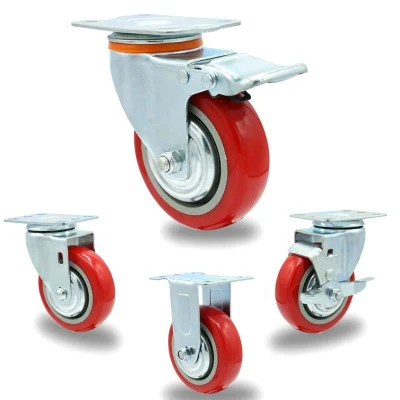 Casters Wholesale Swivel Plate PU Caster Wheel 4 Inch with Brake