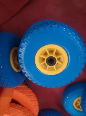 Maxtop 3.00-4 Heavy Duty Solid Rubber Flat Free PU Foamtrolley Wheel