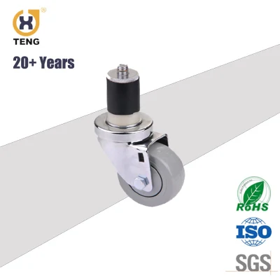 China Factory 3 Inch Swivel Round Stem PU Industrial Caster Rotating Trolley Wheel