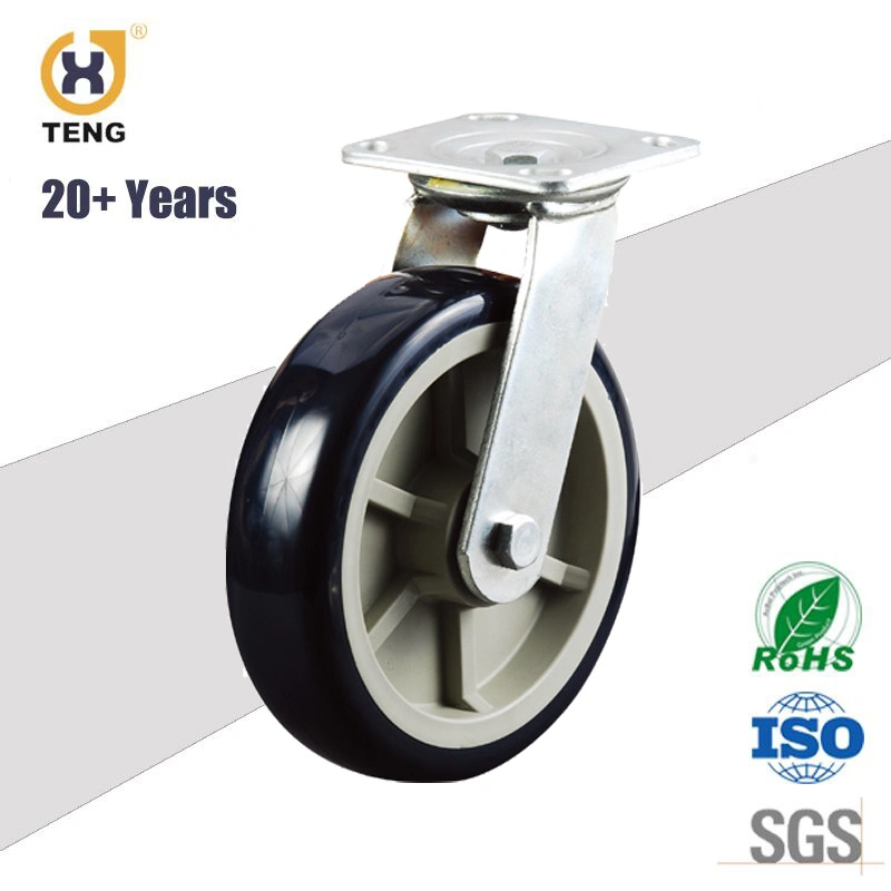 OEM China Factory Manufacturer Industrial Heavy Duty 8 Inch Swivel Top Plate PU Castor Trolley Wheel Caster