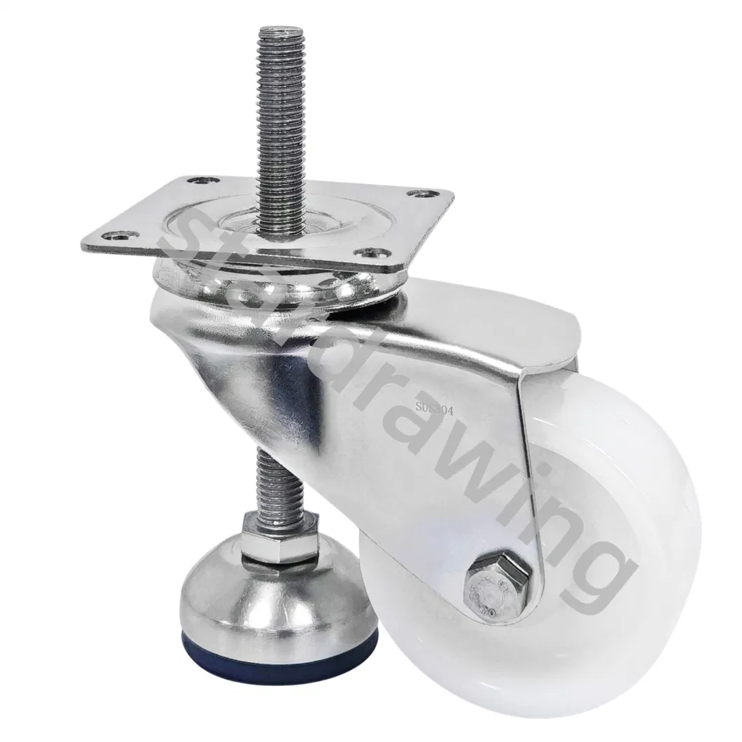 Stardrawing Threaded Stem Stainless Steel Leveling Caster Wheel with Leveling Foot