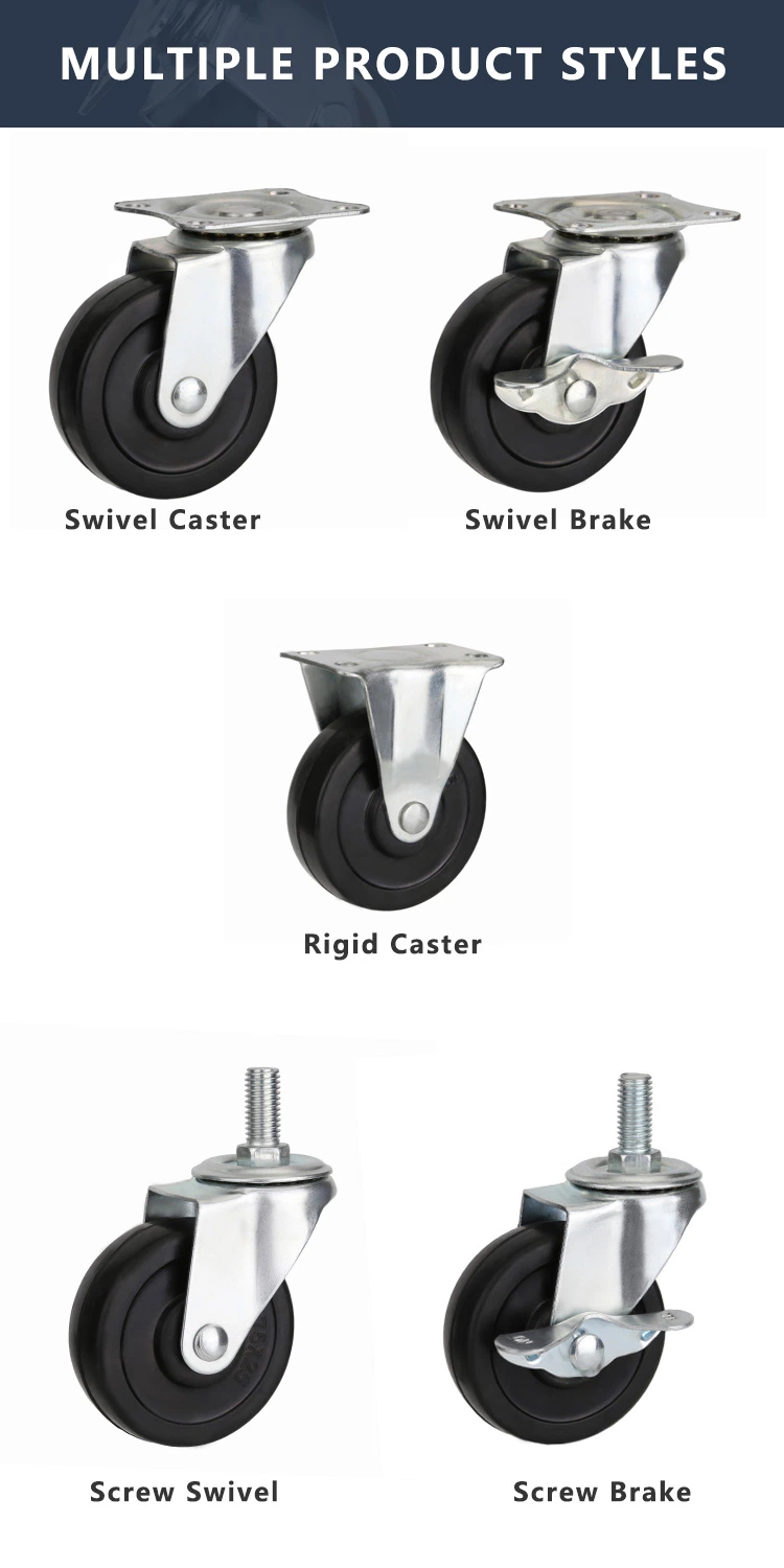 Heavi Duti Wood Bed Braking Plastic 3 Inch PP Swivel Casters Wheels