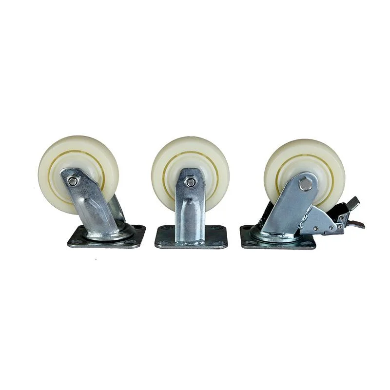 Heavy Duty Casters with Brake No Noise Locking Casters with Polyurethane (PU) Wheels, Swivel Plate Castors Pack of 4