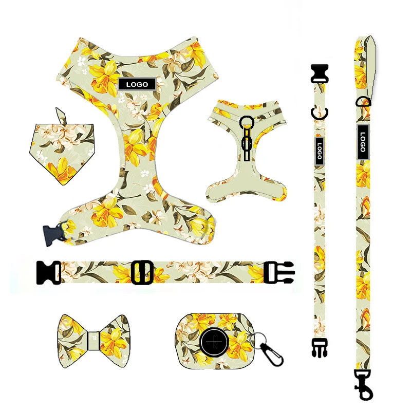 Tactical Dog Harness and Leash Set Custom Logo Pattern Mesh Nylon Dog Belt Personalized Sublimation Pet Supplies Manufacture/Factory Price