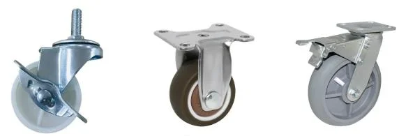 4/5/6/8 Inch PU TPR PVC Nylon TPE Np Cast-Iron Caster Wheels in Black Color with Large Loading Capacity