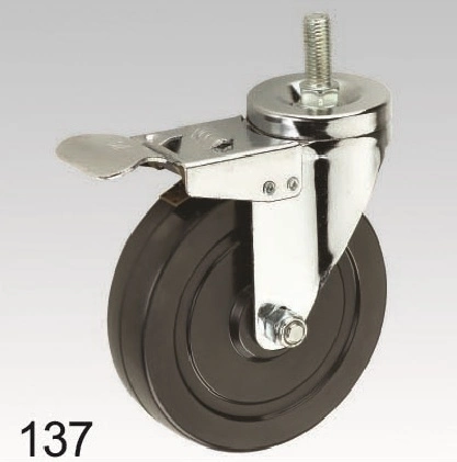 Black Rubber Wheel Swivel Screw Top Caster