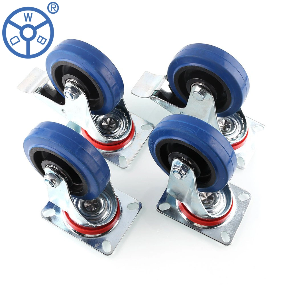 Wbd 5 Inch Swivel Black Roller Bearing Heavy Duty Zinc Plated Swivel Solid Rubber Caster Trolley Wheel