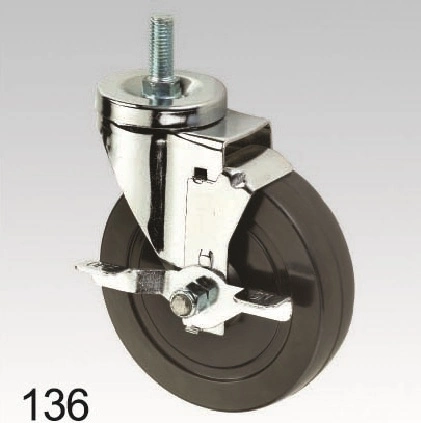 Black Rubber Wheel Swivel Screw Top Caster