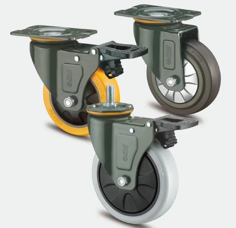 Casters Castors 5 Inch Swivel Casters Wheels 1500lbs Heavy Duty Castors with Brake Polyurethane Dual Locking Casters