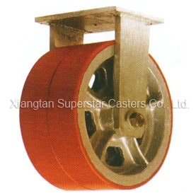 Polyurethane Cast Iron Core Wheel Twin Swivel Rigid Heavy Duty Casters