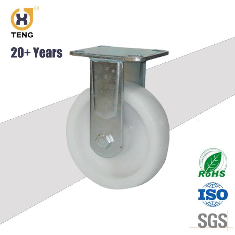 Heavy Duty Industrial Caster 150mm Rigid Plate White Nylon Trolley Castor Wheel