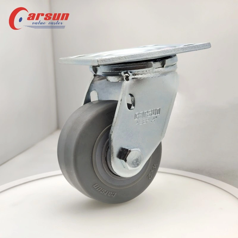 Industrial Castors 3/4/5/6/8 Inch Thermoplastic Rubber Wheels Casters Grey TPR Casters