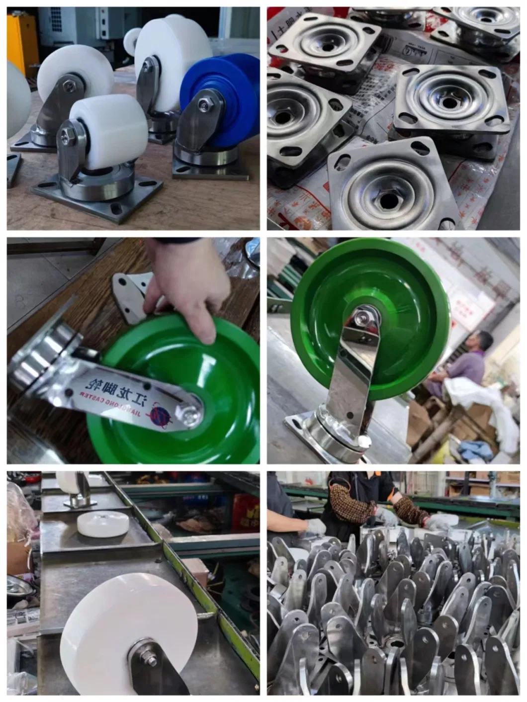 2inch Stainless Steel Green PU Light Duty Threaded Stem Swivel Casters Wheel Ruedas Pesadas