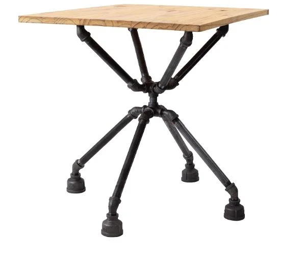 Industrial Table Leg Set with Casters Black Steel Pipes Iron Base Legs for Coffee &amp; End Tables Nightstand - Vintage Style