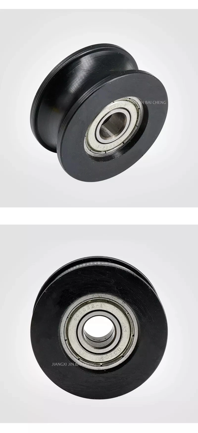 Black Nylon Roller U Groove 6000zz Double Bearing Sliding Rollers Furniture Wheel