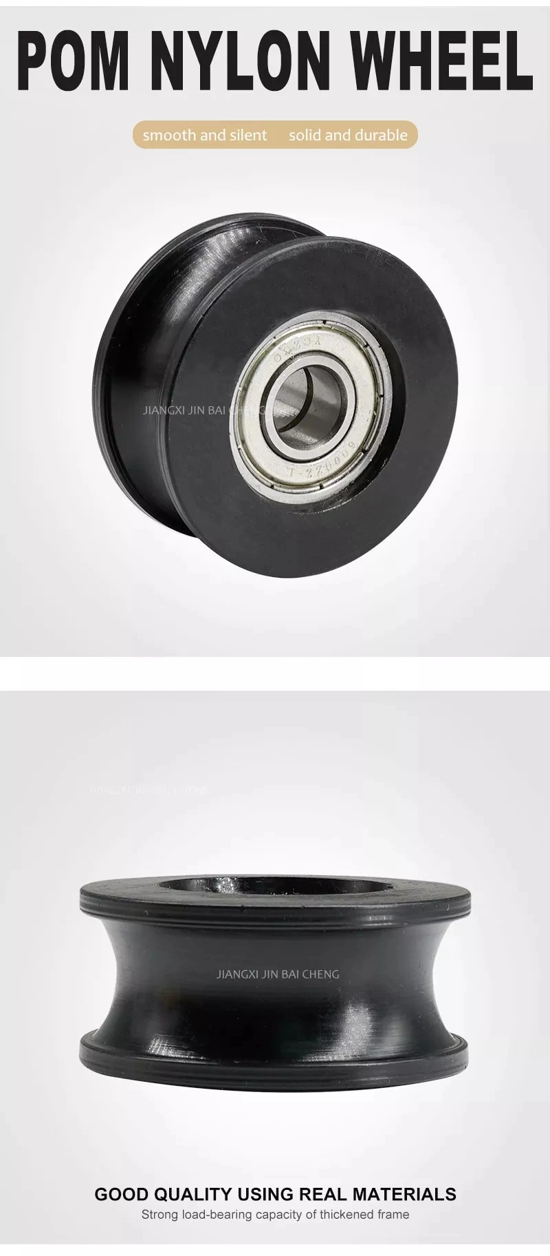Black Nylon Roller U Groove 6000zz Double Bearing Sliding Rollers Furniture Wheel